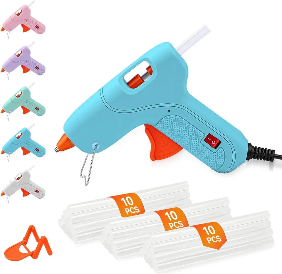 THINKLEARN Mini Hot Glue Gun with 30 Glue Sticks, for Craft Decor, Blue