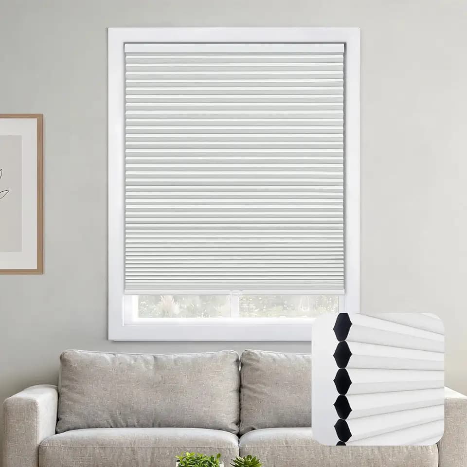 DEZ FURNISHINGS Cordless 1.5" Blackout Cellular Shade, 29"W x 64"H, White