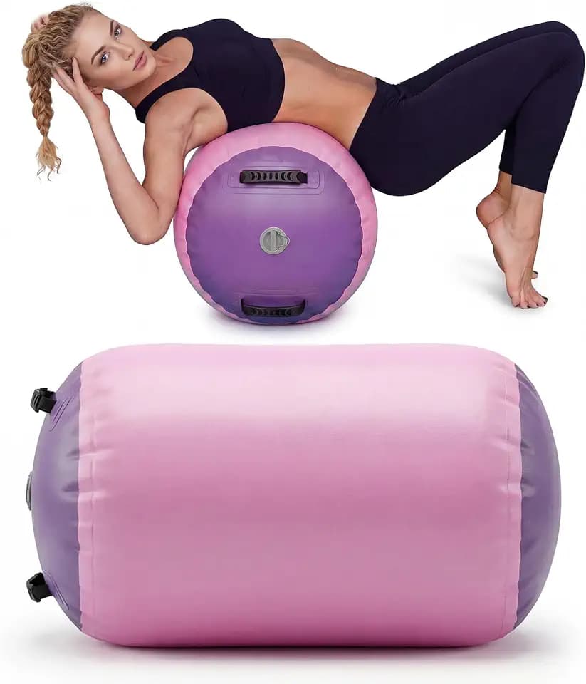Garvee Inflatable Gymnastics Air Roller Barrel, Non-Detachable/Detachable Octagon Gymnastics Mat, Incline Gymnastics Mat