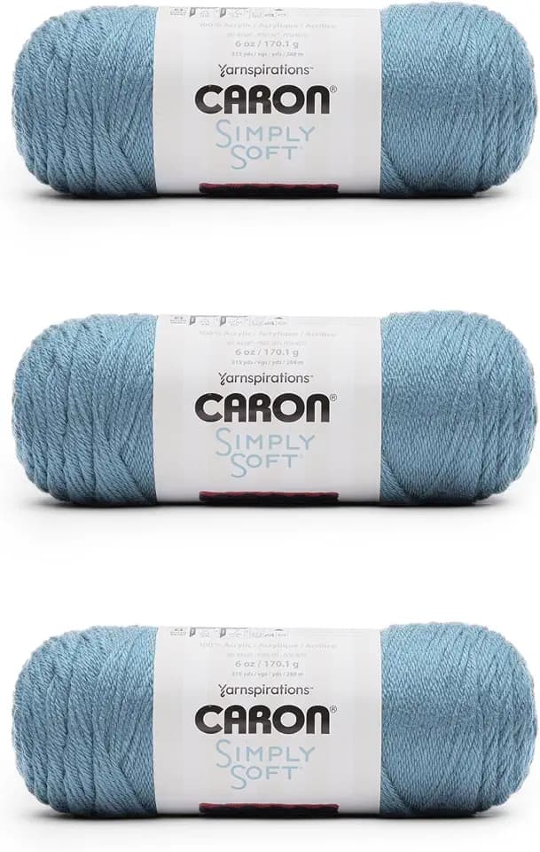 Caron Simply Soft Solids Yarn (4) Medium Gauge 100% Acrylic - 6 oz - Light Country Blue - Machine Wash & Dry