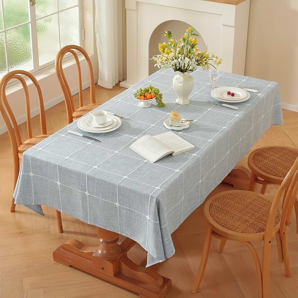 Zobesta Blue Square Tablecloth 60x60 Inch Cotton Linen Table Cloth Square