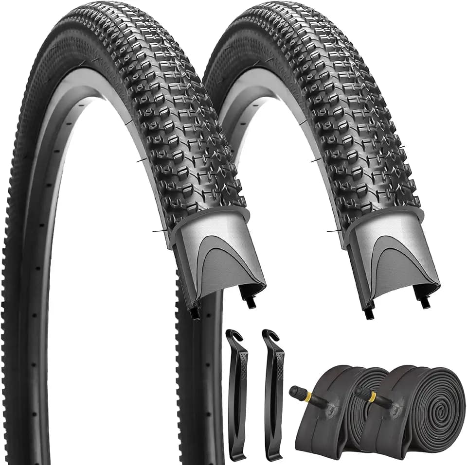 2 Pack 24"/26"x1.95" 26"x2.1" 20"x2.125" 27.5"x1.95"/2.125" Inch Bike Tire Folding Bead Replacement Tire Double Packing for Mountain Bicycle Tire with or Without Tubes and Levers