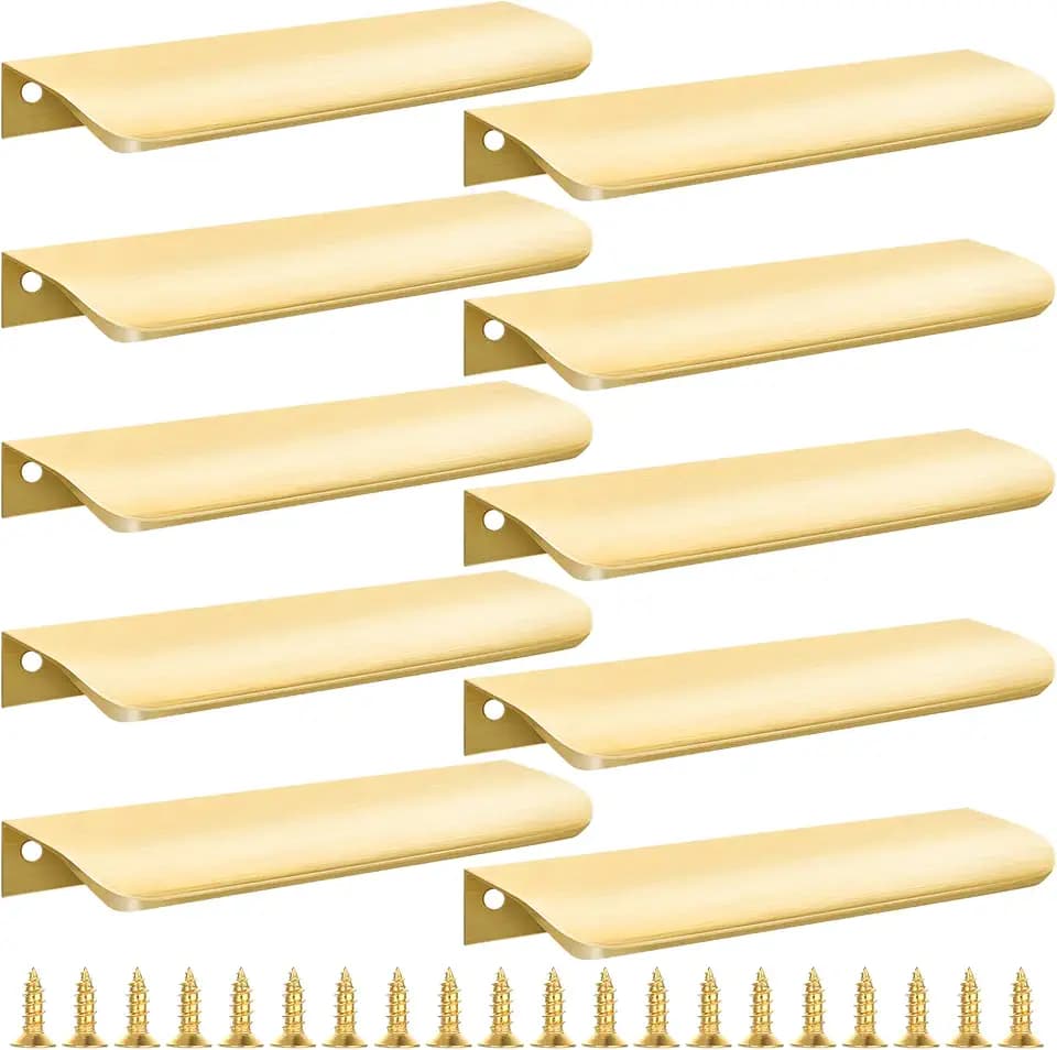 10 Pack 6" Gold Finger Pulls for Cabinets, Edge Drawer Pull Handles