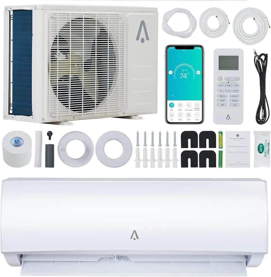 GarveeHome 9000 BTU Mini Split AC/Heat Pump - WiFi Enabled, 19 SEER2, 115V, Cools 450 Sq.Ft, Alexa Compatible, Remote Control, Self-Cleaning, Includes Installation Kit, Air Conditioner