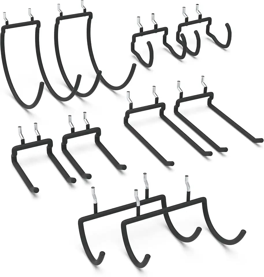 HUHOLE 10 Pack Pegboard Drill Holder Utility Hooks for 1/4 Inch Pegboard