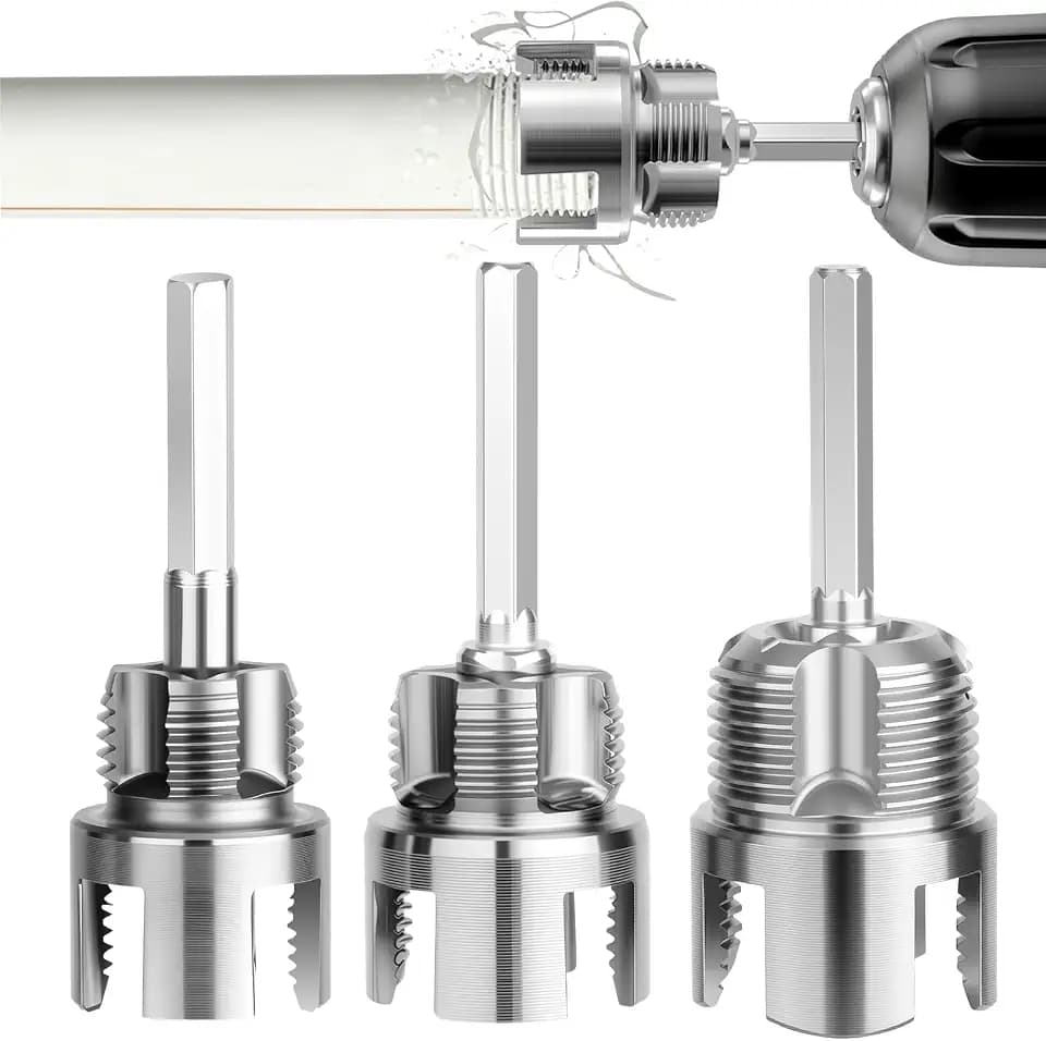 3PCS PVC Pipe Threader – 1/2", 3/4", 1" Pipe Thread Cutting Tool, High-Carbon Steel Plumbing Threading Tool, Compatible with 1/4-Inch Electric Drills
