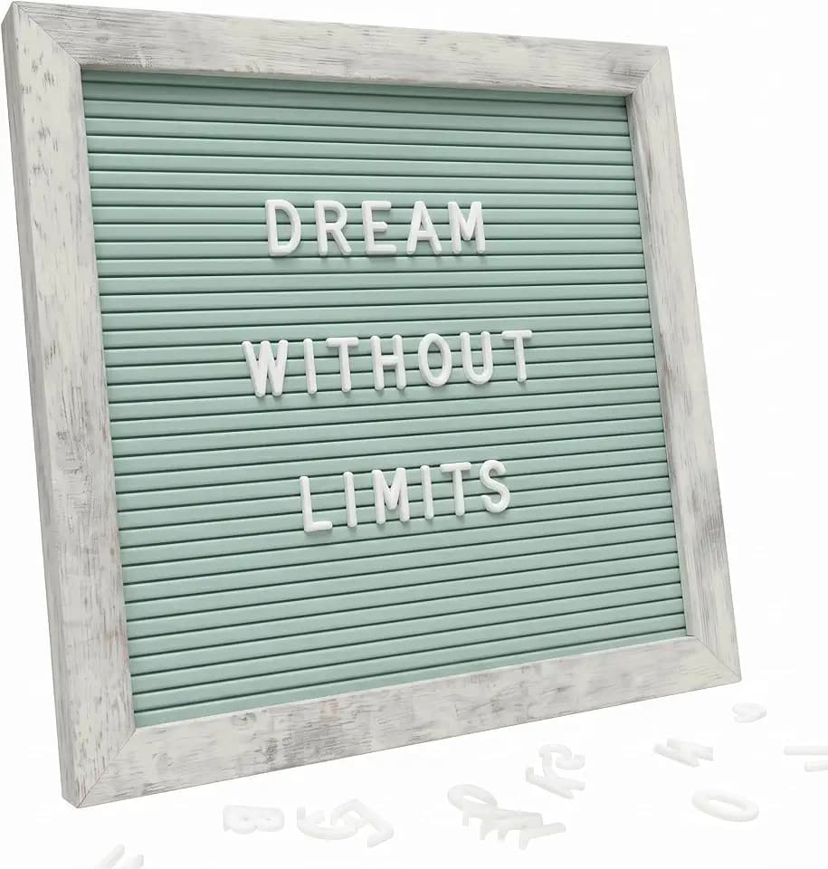Rustic Turquoise Felt Letter Board 10x10 Inch, 336 Letters with Stand