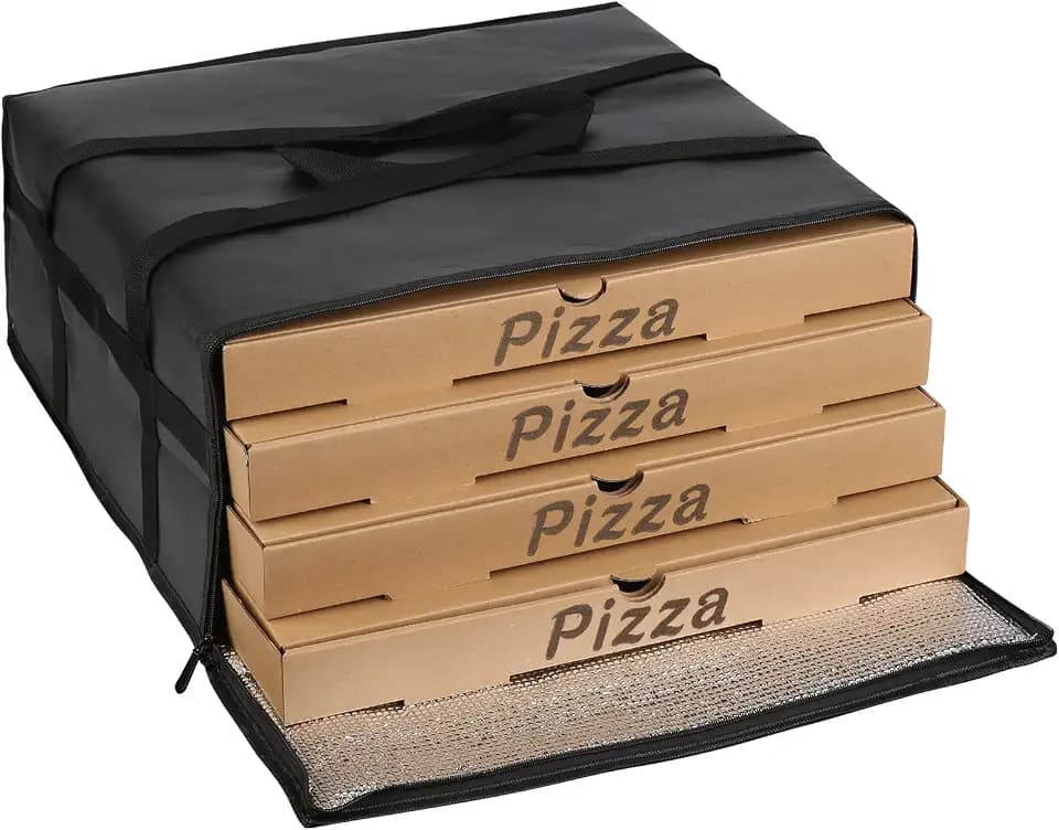 musbus Pizza Carrier Insulated Bags Large for Deliveries, Insulated Pizza Carrier Delivery Bag 20x20 Food Bag for Personal and Professional Use (Black), Black, 20W x 20D x 8H, Modern