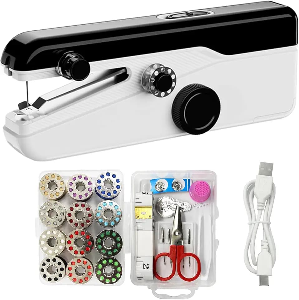 Handheld Sewing Machine, Heavy Duty Mini Sewing Machine 2-Speed 2 Power Modes Quick Sewing Kit Hand Sewing Machines Stitching for Beginners Adult, Portable Sewing Machine Suitable for DIY/Home/Travel