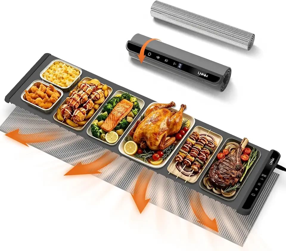 Warming Mat for Food, 46x15 Inch, Dark Grey, Fast Heat, Child Lock