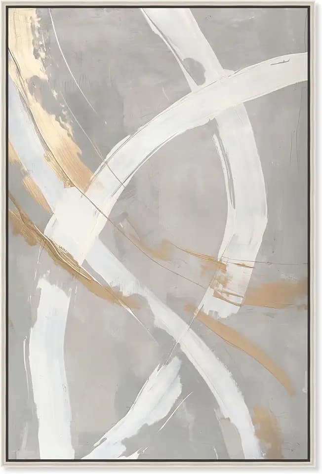 Art Remedy Silvered Spirals Canvas Elegant Gold Abstract, Silver Frame, 24" x 36"