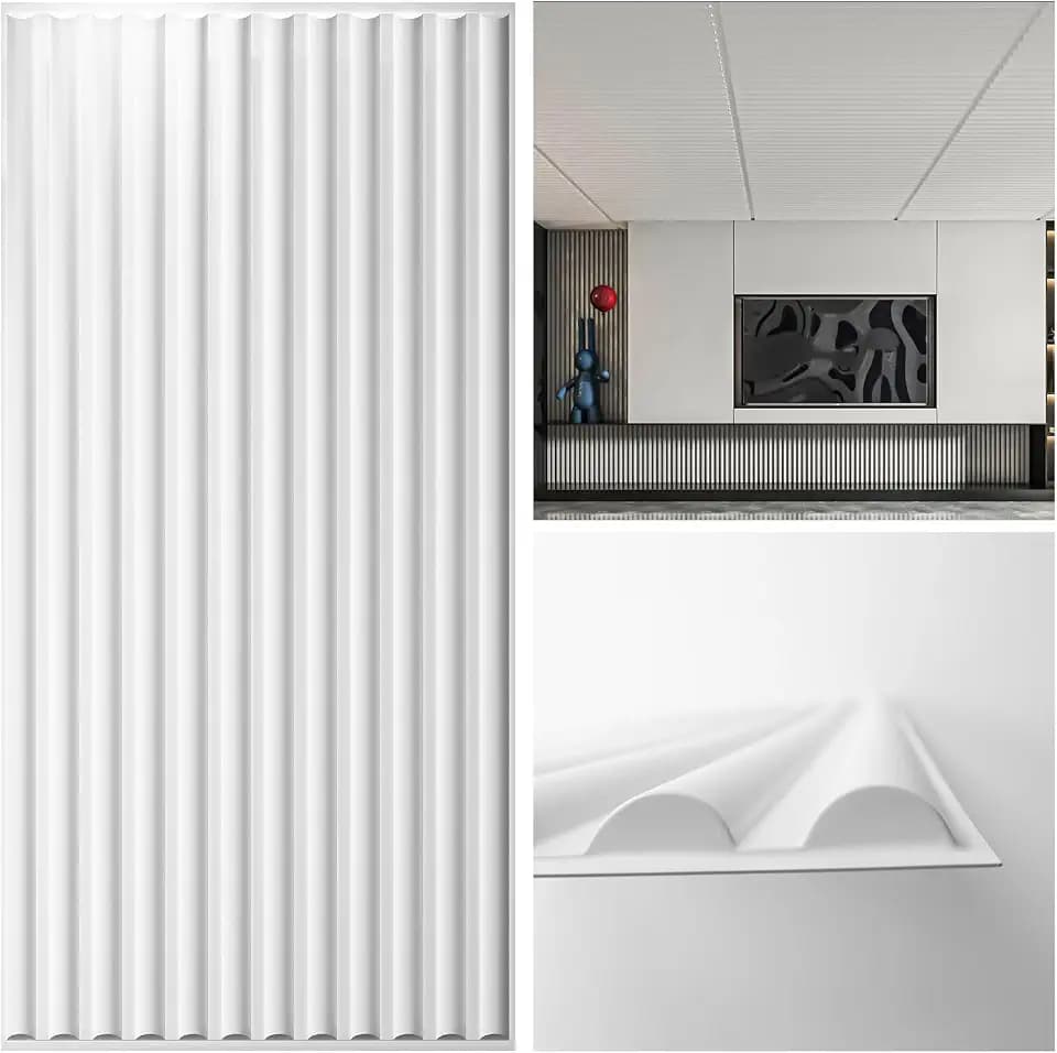 Art3d Semi-Cylinder 3D Drop Ceiling Tiles, 2 x 4 ft, 12-Pack, White