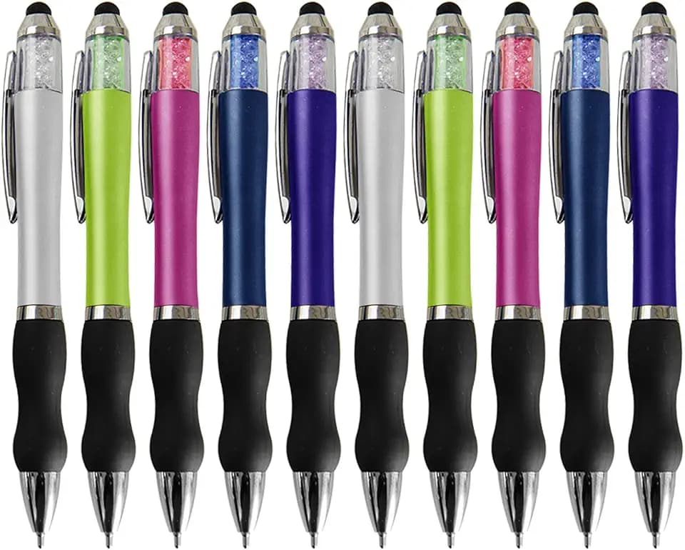 Ballpoint Writing Pens with Stylus Tips 1mm Medium Point Pen Black Ink Pen Stylus Pens for iPads (10 Packs)