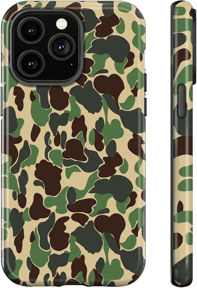 Case for iPhone 11,Green Camouflage camo Phone Case for Girl Women Boy Men,Hybrid Durable Shockproof Soft Silicone Cover