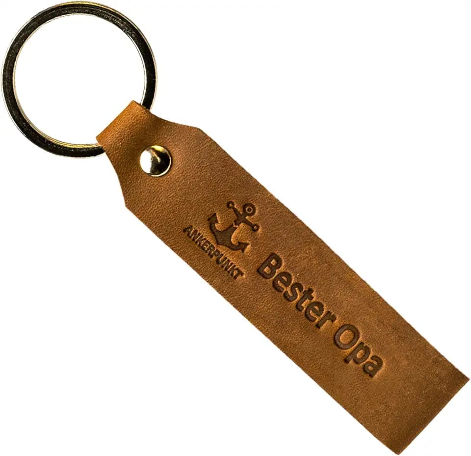 Bester Opa Schlüsselanhänger Leder – Opa Geschenk zu Weihnachten und Geburtstag, Weihnachtsgeschenke von den Enkeln, Geschenke für Großvater und Opi, handgeprägt, Made in Germany