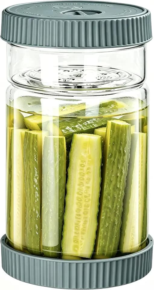 Auto Venting 40oz Large Capacity PIckle Jar with Strainer Flip