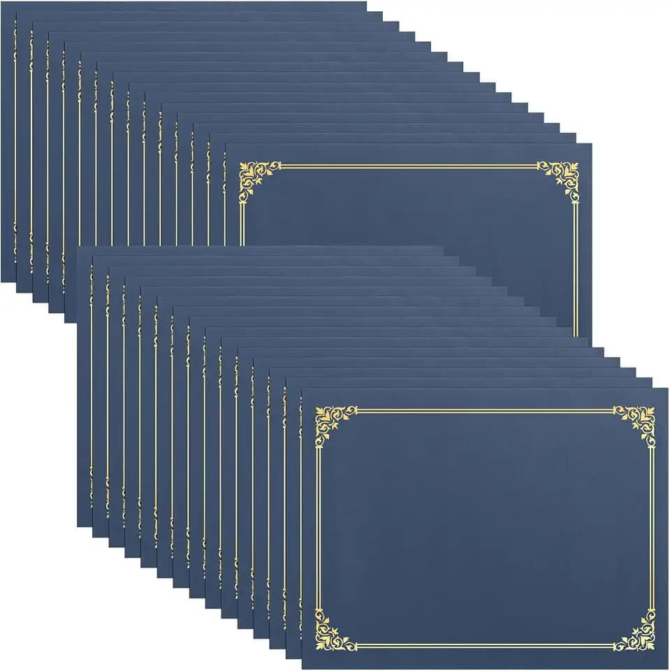 SUNEE Certificate Holders(Navy Blue, 30 Packs), Diploma Covers Gold Foil Border, for Letter Size 8.5x11 Certificates, Cardstock, Document Papers