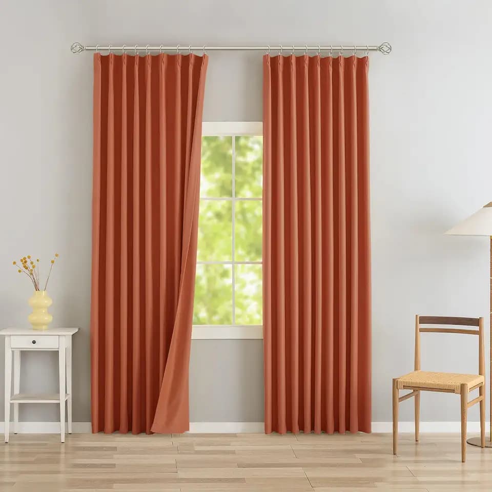 DONREN Burnt Orange Pinch Pleated Blackout Curtains with Hooks - 120 inch Length Room Darkening Thermal Insulated Window Curtain Panels Ceiling to Floor for Living Room 2 Panel 40" Wx120 L