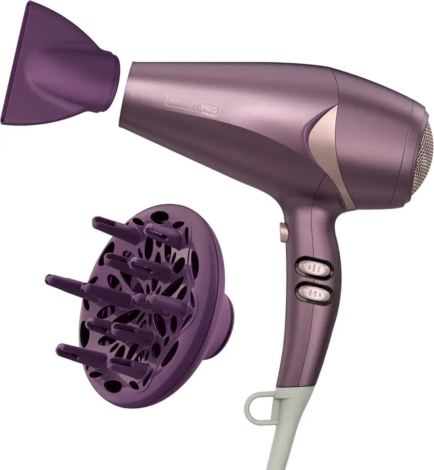 Conair INFINITIPRO Hair Dryer w/Diffuser & Concentrator, 1875W, Purple