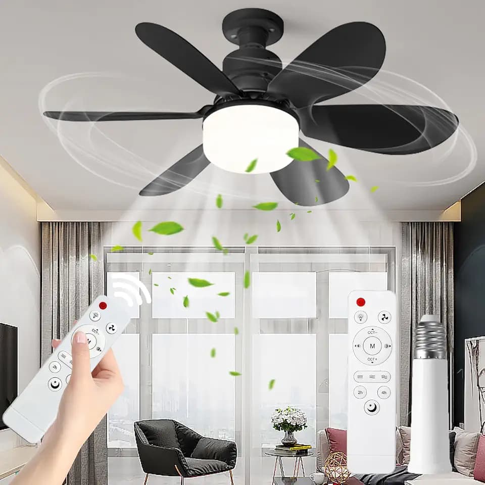 Huaerle Ceiling Fan Light with Remote 16" Screw in Ceiling Fan with Light