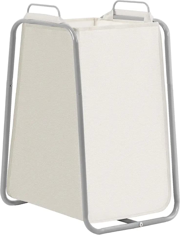 STORAGE MANIAC Metal Rack Laundry Hamper, 85L Large Laundry Basket with Convenient Handle, Freestanding Dirty Clothes Hamper for for Dorm, College, Small Space, Closet, Bedroom, Beige