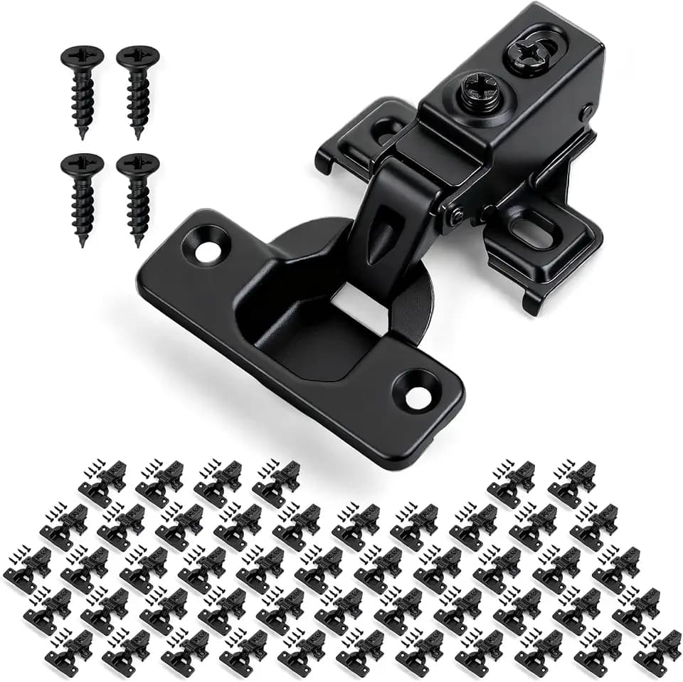 Mousike 50 Pack (25 Pair) Soft Close Cabinet Hinges, 1/2 Overlay Soft Close Hinges for Kitchen Cabinet, Stainless Steel, Built-in Damper, 100 Degree Opening Angle, 6 Way Adjustment
