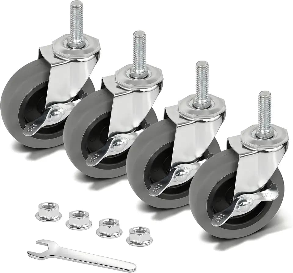 AAGUT Caster Wheels 4 Inch, TPR 1/2"-13 x 1-1/2" Threaded Stem Casters
