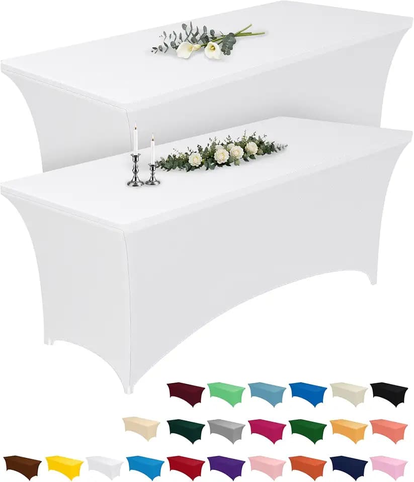 Pureegg Spandex Tablecloth 6ft 2 Pack White