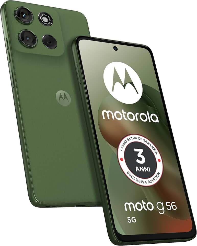 Motorola Moto G56 5G mit 3 Jahren Garantie (8/256 GB, Kamera 50 MP + Flicker Cam, Display 6,72 Zoll FHD+ 120 Hz, Akku 5100 mAh, MediaTek Dimensity 7060, Android 15), Pantone Dill
