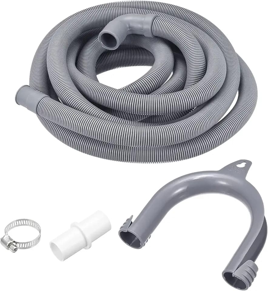 MECCANIXITY Washing Machine Drain Hose Extension Kits 13.12ft Gray for Automatic Washing Machine with Elbow and Extension Adapter, U-Bend Hose Holder, 2 Clamps
