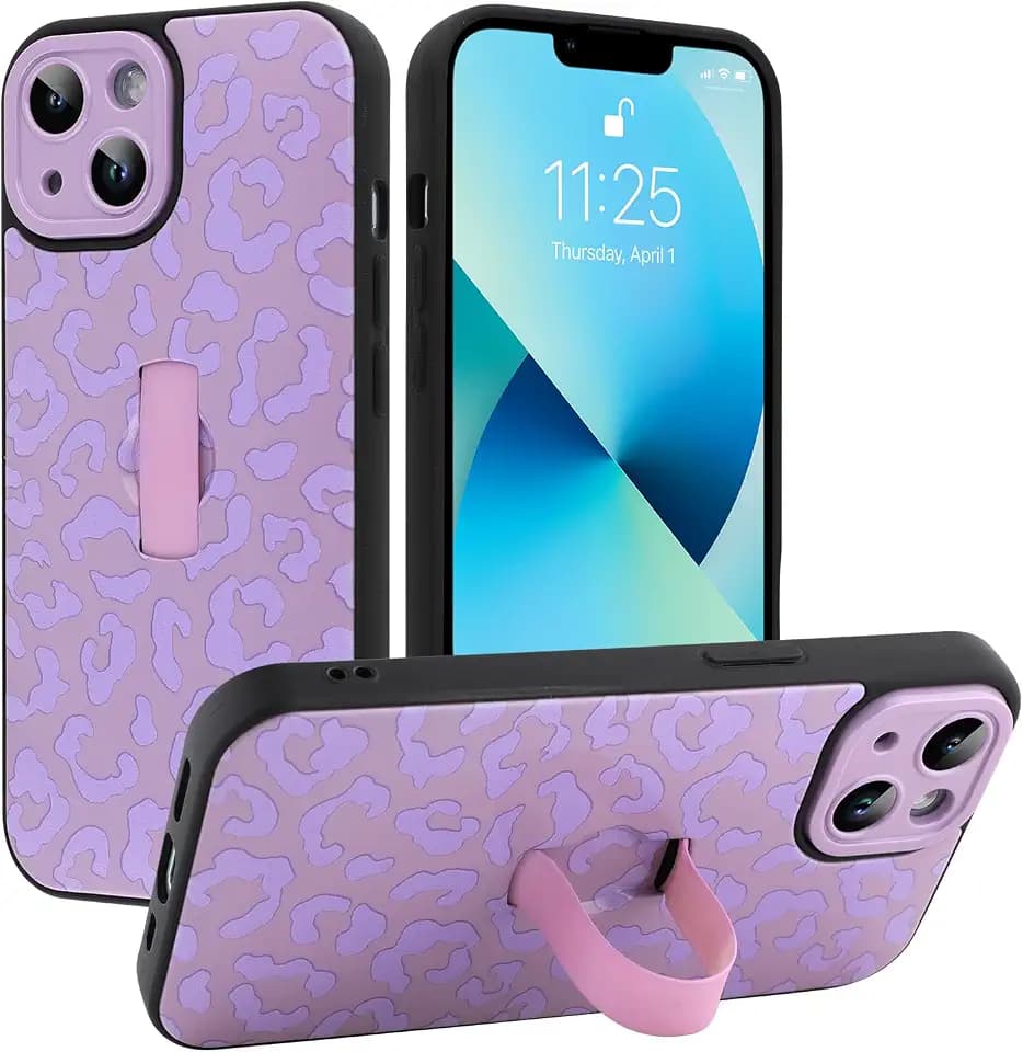 Compatible with iPhone 13 Case with Finger Strap, Purple
