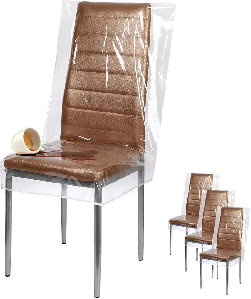 Plastic Chair Covers for Dining Chairs, Plastic Seat Covers 24x22” 4Pk