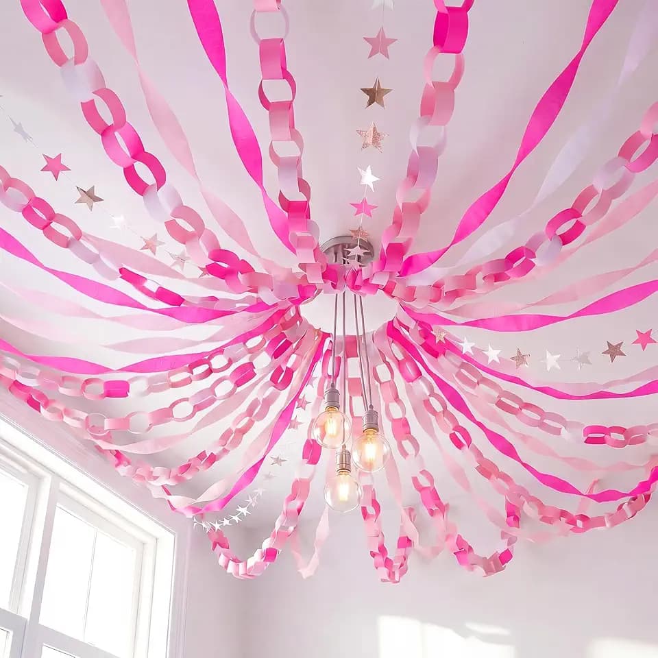 TaoBary Pink Party Decorations 600 Sheet Paper Chain