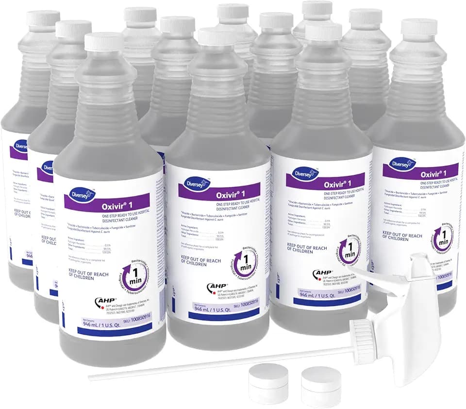 Oxivir Diversey 1 Disinfectant Cleaner, RTU, 32 oz, 12 Pack