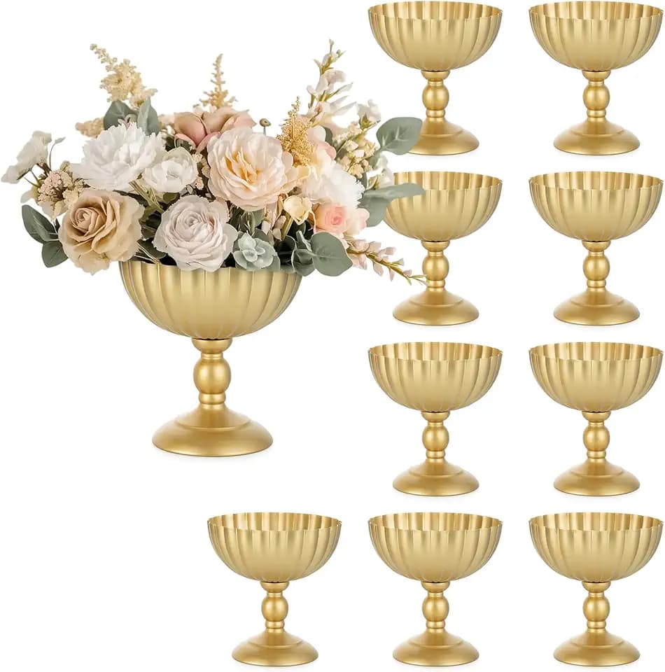 Sziqiqi Gold Urn Vase for Wedding, Tall Vases Centrepieces for Table, 10Pcs