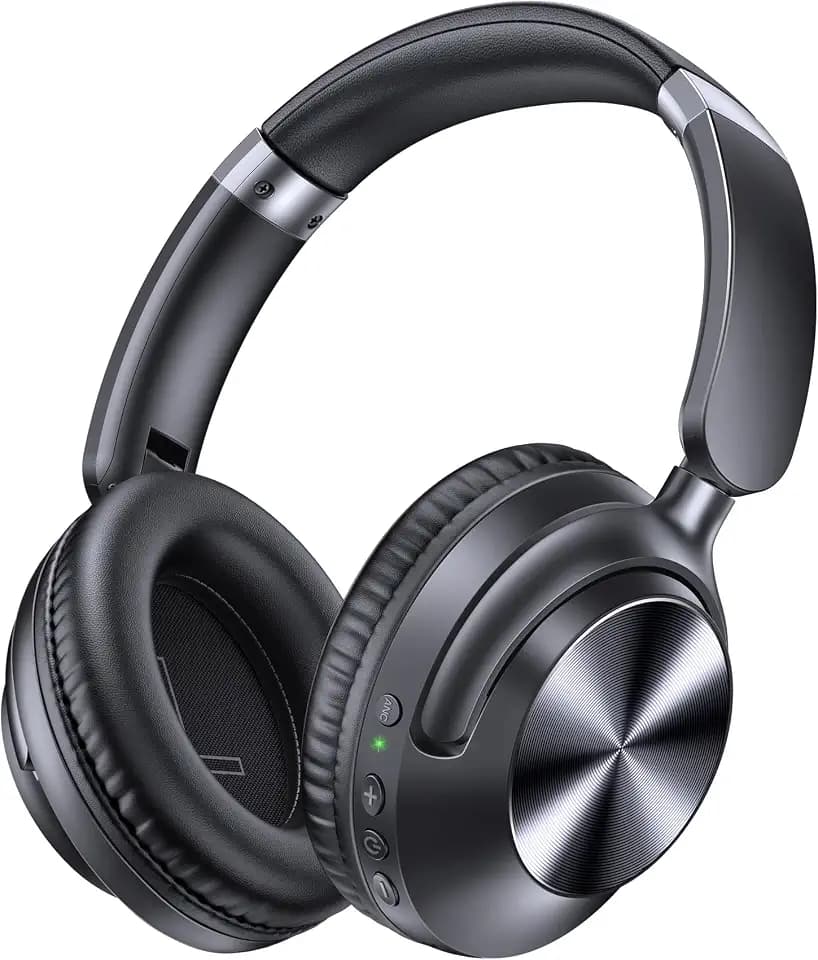 TAGRY Hybrid Active Noise Cancelling Headphones 100H Playtime Wireless Over Ear Bluetooth Headphone with Fast Charging Hi-Res Audio Comfort Earcups Headsets for Travel Home Office Phone PC (Black)