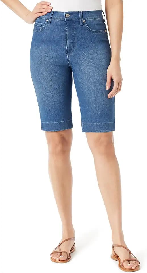 Gloria Vanderbilt Womens Amanda Bermuda High Rise Short Petite