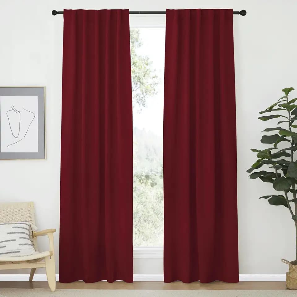 NICETOWN Blackout Curtain Panels Window Draperies - (Burgundy Red Color) 34-Inch Wide x72-Inch Long, 2 Pieces, Home Decoration Light & Noise Reducing Window Covering Room Darkening Drapes for Bedroom