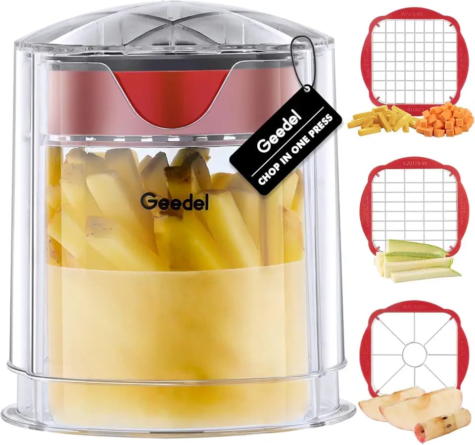 Geedel French Fry Cutter, Potato Cutter, Apple Slicer and Corer, 3 Blades