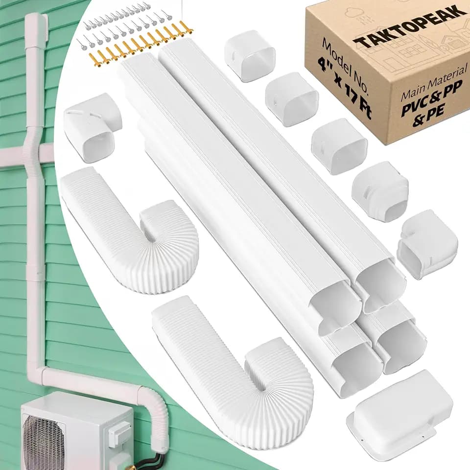 4'' 17 Ft Mini-Split Line Set Cover, AC Pipe Cover Line Hide Lineset Kit
