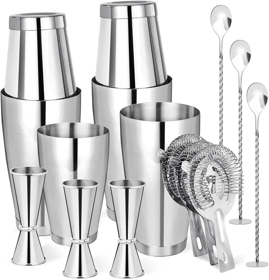 Mwellewm Cocktail Shaker Set,Boston Shaker 15Pc Drink Shaker Bartending Kit