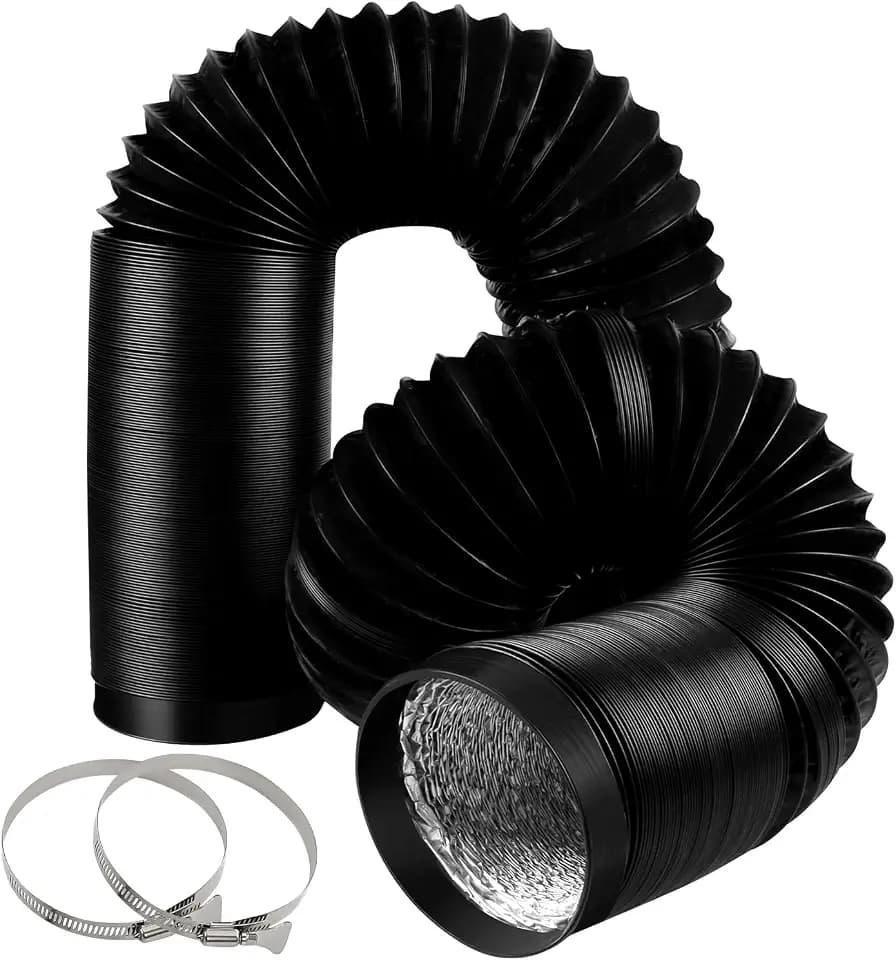 4-Inch Dryer Vent Hose 26FT, Flexible Aluminum Duct with 2 Clamps, Heavy-Duty Four Layer Protection for HVAC Ventilation and Exhaust Black