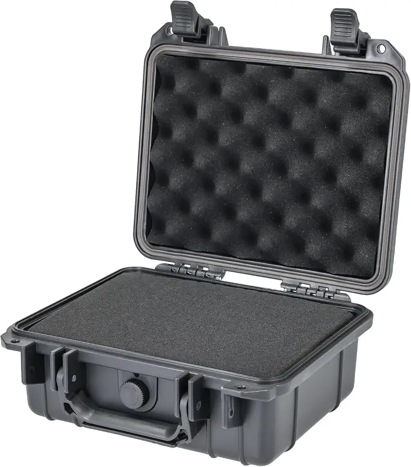 HMF ODK100 Outdoor-Fotokoffer, Transportkoffer mit Rasterschaumstoff | 27 x 24,5 x 13 cm