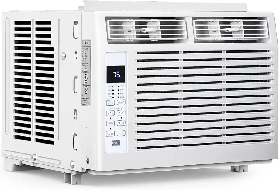 Electactic Window Air Conditioner 6,000 BTU, Window Type AC Unit with Cooling, Dry Mode, 4 Fan Speeds, 24-H Timer, Sleep Mode, Cooling for 250sq.ft Bedroom, Living Room, Office