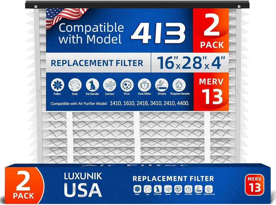 413 MERV 13 Air Filter, 16x25x4, Compatible with AprilAire, Luxunik, 2-Pack