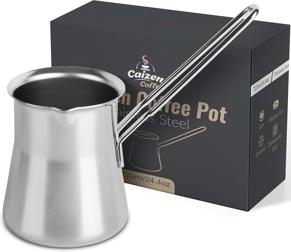 Quality Turkish Coffee Pot - Turkish Coffee Maker, Chai Pot, Arabic Coffee Pot, Briki Greek Coffee Pot, Greek Briki, Cezve, Ibrik (24oz)