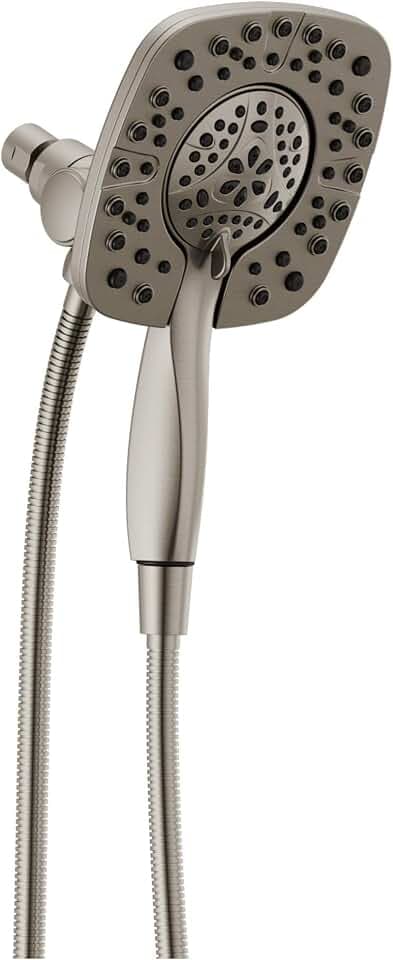 Delta 4-Setting In2ition 2-in-1 Dual Shower Head with HandHeld Spray, Brushed Nickel Detachable Shower Head with Hose, Showerhead, 1.75 GPM Flow Rate, Stainless 58498-SS
