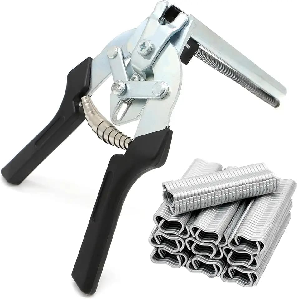 Type M Hog Nail Ring Pliers Kit with 2400pcs M Clips for Fence Fastening, Upholstery Installation, Animal Cages