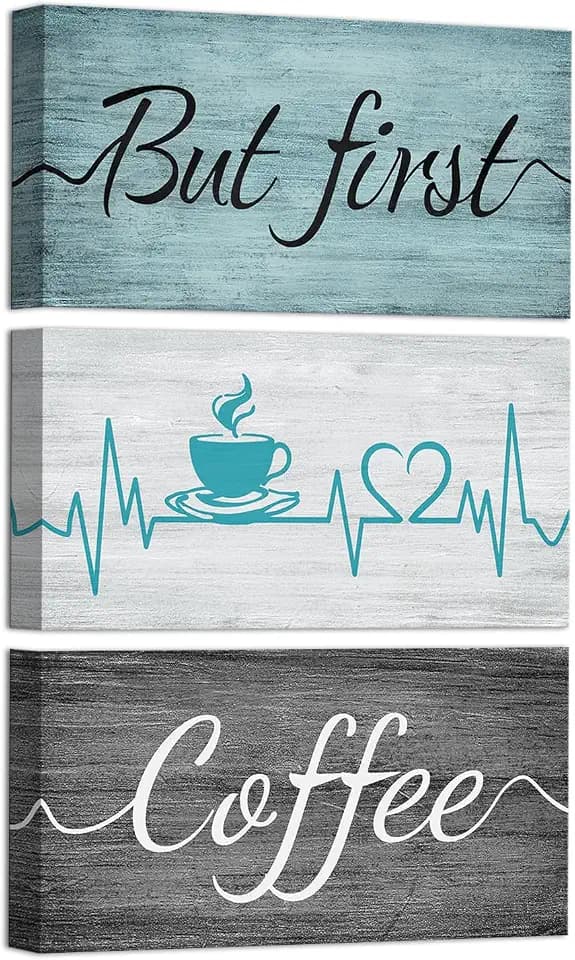 Modern Coffee Bar Wall Decor 'But First Coffee' Kitchen Canvas Art