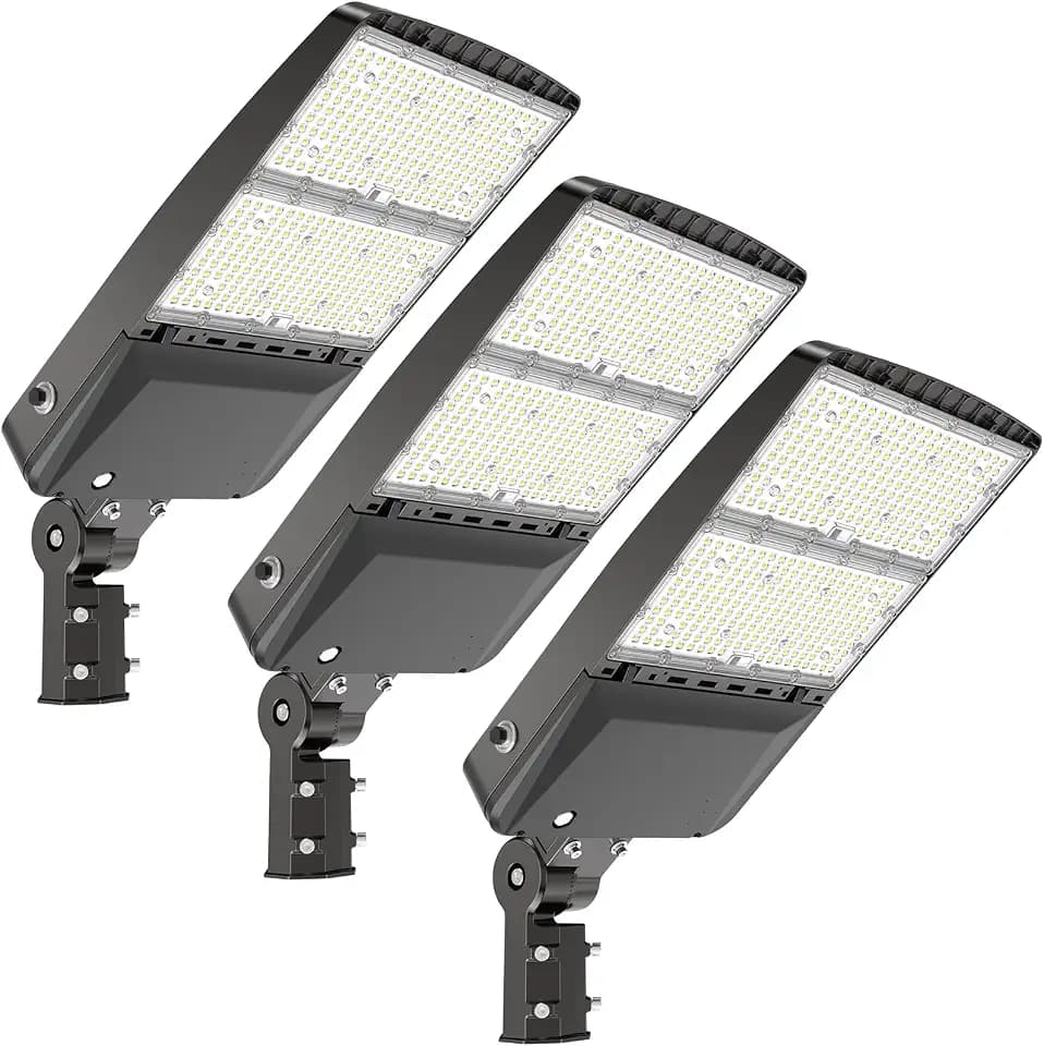 HYPERLITE Parking Lot Light 300W: 3 Pack 5000K 45,000lm Equivalent to 1,200W HPS/HID UL Certified - IP65 LED Shoebox Light with Photocell - Adjustable Slip Fitter for Barn Court Stadium Roadways